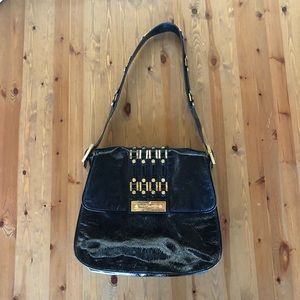 Tory Burch Patent Leather Shoulder Bag Gold+Black